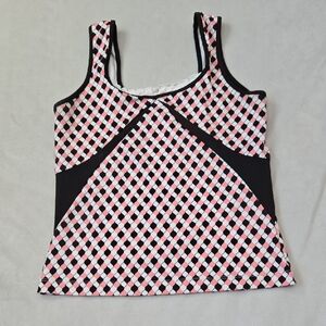 Wimbledon Black and Pink Checkered Tank Top